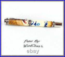 Handmade Rare Burl Wood Writing Rollerball Or Fountain Pen Beautiful Art 731