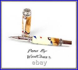 Handmade Rare Burl Wood Writing Rollerball Or Fountain Pen Beautiful Art 731