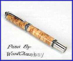 Handmade Rare Maple Burl Wood Rollerball Or Fountain Pen ART SEE VIDEO 1129a