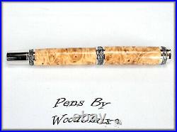 Handmade Rare Maple Burl Wood Rollerball Or Fountain Pen ART SEE VIDEO 1129a