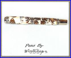 Handmade Rare White Pine Cone Writing Rollerball Fountain Pen SEE VIDEO 870