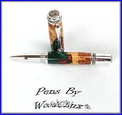 Handmade Red Mallee WoodWriting Rollerball Or Fountain Pen SEE VIDEO 1054a