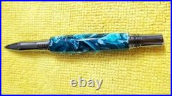 Handmade Rollerball Pen Spring Green and White Mica Pearl with Leaves