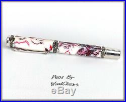 Handmade Strawberry Swirl Writing Rollerball Or Fountain Pen Art SEE VIDEO 823a