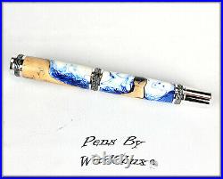Handmade Stunning Maple Burl Wood Rollerball Or Fountain Pen ART SEE VIDEO 1172a