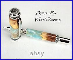 Handmade Stunning Maple Burl Wood Rollerball Or Fountain Pen ART SEE VIDEO 1173a