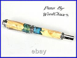 Handmade Stunning Maple Burl Wood Rollerball Or Fountain Pen ART SEE VIDEO 1174a