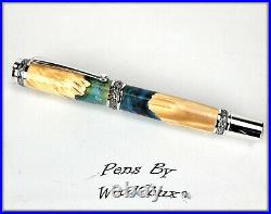 Handmade Stunning Maple Burl Wood Rollerball Or Fountain Pen ART SEE VIDEO 1176a