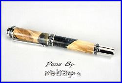 Handmade Stunning Maple Burl Wood Rollerball Or Fountain Pen ART SEE VIDEO 1224a