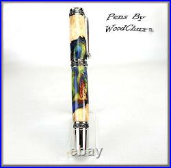 Handmade Stunning Maple Burl Wood Rollerball Or Fountain Pen ART SEE VIDEO 1235a