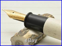 Handmade Wooden Fountain Pen Deer Horn NibF 14K Nishijin Ori Case Ltd item