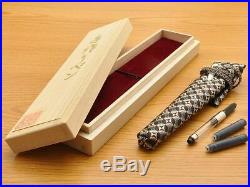 Handmade Wooden Fountain Pen Deer Horn NibF 14K Nishijin Ori Case Ltd item