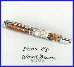 Handmade Wormy Madrone WoodWriting Rollerball Or Fountain Pen SEE VIDEO 1053a