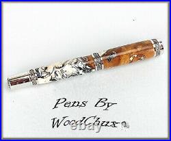Handmade Wormy Madrone WoodWriting Rollerball Or Fountain Pen SEE VIDEO 1053a