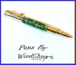Handmade Writing Pen Green Boxelder Wood Bolt Action Hunting Beautiful Art 912