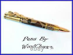 Handmade Writing Pen Woodland Camo Deer Hunter Bolt Action Hunting Stunning 919
