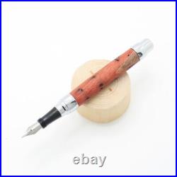 Handmade luxury wooden fountain pen with rotating cap medium tamarind red chrome