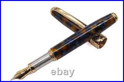 Harlequin Italian Resin Fountain Pen 925 Solid Silver Bock Nib M Point Converter