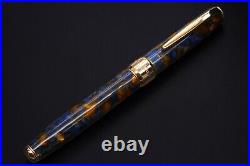 Harlequin Resin Fountain Pen 925 Solid Silver German Bock Nib F Point Blue Ink