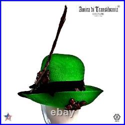 Hat woman fashion original iconic straw summer accessories pheasant pen green 11