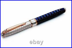Honeybee Pen 925 Solid Silver Bock Nib F Point Blue Ink Cartidges Converter
