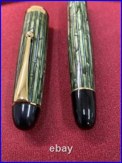 Kato Seisakusho Fountain Pen Handmade Celluloid 2500 Green Stripe Nib 14K Fine