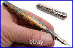 Klimt Three Of Life Pen 925 Solid Silver Cap Bock Nib Boad Point Blue Ink