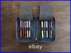 Leather 10-Slot Pen Case, Handmade Zippered Pencil Pouch, Fountain Pen Case