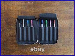 Leather 8-Slot Pen Case, Zippered Pencil Bag Pouch, Fountain Pen Case, Black
