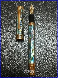 Limited Edition Hand Made Xezo Maestro Abalone Fountain Pen With 18k Gold Nib