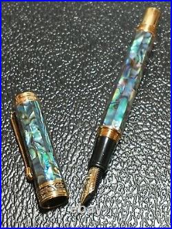 Limited Edition Hand Made Xezo Maestro Abalone Fountain Pen With 18k Gold Nib