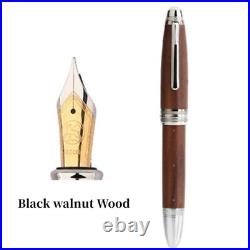 Majohn M1000 Solid Wood Fountain Pen Handmade Rivets Pearl Top BOCK Nib Ink Pen