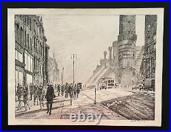 Martin Lewis, Drawing on old paper and signed Art, Vintage, Painting