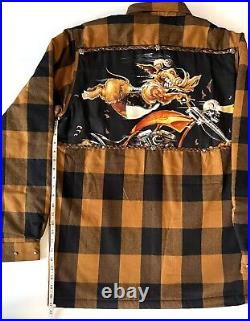 Mens fur jacket Biker Style Pen Harley Davidson T Shirt Set