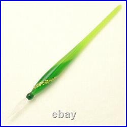 NEW Glass Pen & Rest Ikehara Kei Shunran Flower Green Made in Japan Handmade