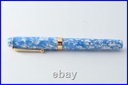 New Onishi Seisakusho Handmade Fountain Pen Sky Blue Nib Steel Gold Plated F