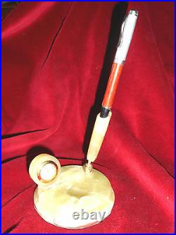New vintage table-top device for fountain pens. Ural onyx, watch Cassio