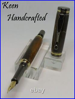 Oc Keen Handcrafted Handmade Cobalt Gold & Gunmetal Kojent Fountain Pen