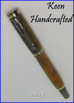 Oc Keen Handcrafted Handmade Cobalt Gold & Gunmetal Kojent Fountain Pen
