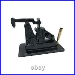 Oil Derrick Fountain Pen Holder Rare Handmade Desk Decor Vintage Iron Horse Rig
