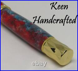 Ok Keen Handcrafted Handmade Gold Chevron Die Cut Fountain Pen