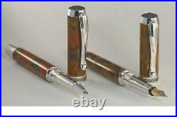 Orange and Red Jasper Fountain and Rollerball Pen Set § Made from solid stone