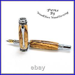 Pen HandMade Writing Ball Point Fountain Bethlehem Olive Wood Pens VIDEO 1389