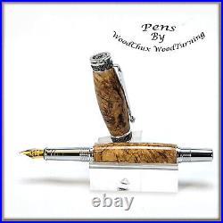 Pen HandMade Writing Ball Point Fountain Black Ash Burl Wood Pens VIDEO 1463