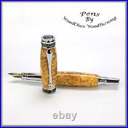 Pen HandMade Writing Ball Point Fountain Boxelder Burl Wood Pens VIDEO 1385a