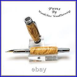 Pen HandMade Writing Ball Point Fountain Boxelder Burl Wood Pens VIDEO 1494a