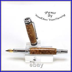 Pen HandMade Writing Ball Point Fountain Brown Mallee Burl Wood Pens VIDEO 1443