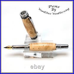 Pen HandMade Writing Ball Point Fountain Maple Burl Wood Pens VIDEO 1495a