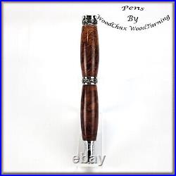 Pen HandMade Writing Ball Point Fountain Red Mallee Burl Wood Pens VIDEO 1442a