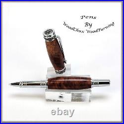 Pen HandMade Writing Ball Point Fountain Red Mallee Burl Wood Pens VIDEO 1442a